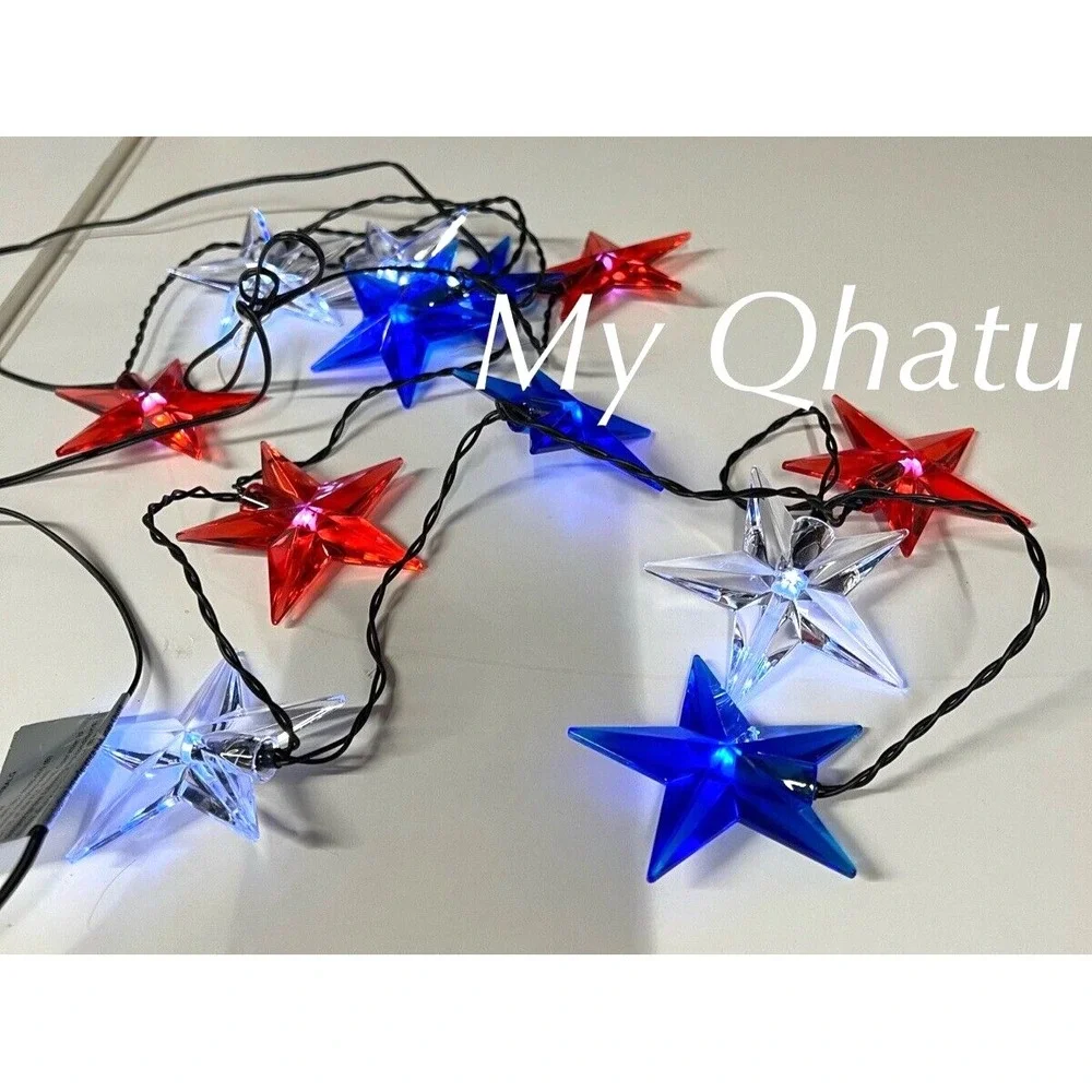 IKEA KNORRALG LED String Light With 12 Stars Battery Operated Sealed 4th July